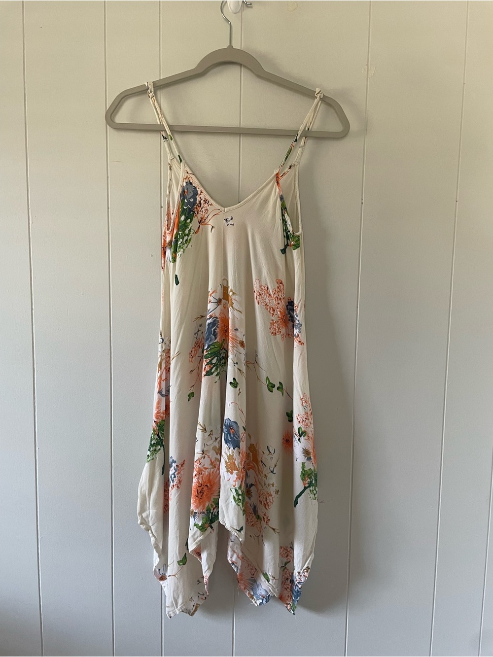 Uluwatu Floral Handkerchief Hem Cami Dress Cream Orange Blue Green Boho